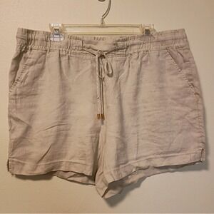 Company Ellen tracy Linen Blend Drawstring Waist‎ Shorts Beige Casual Size 14